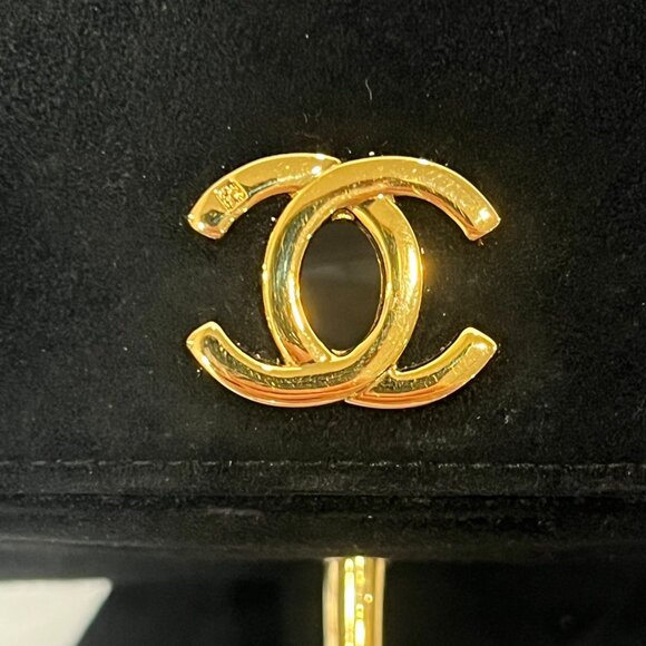 CHANEL Black Suede '96-'97 Gold Turn-Lock Mini Chain Strap Crossbody - Picture 4 of 11